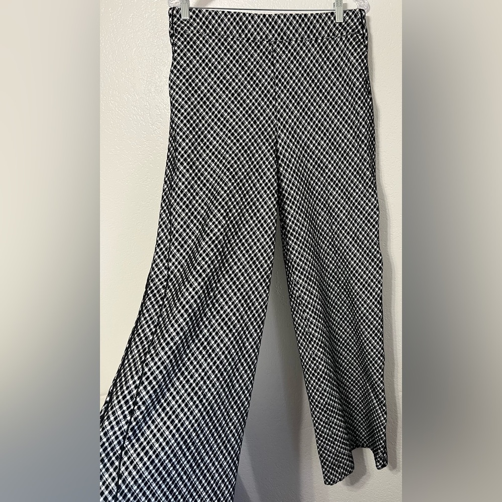 SPANX Gingham Micro-Check Wide Leg Pull-On Pants L - Picture 3 of 12